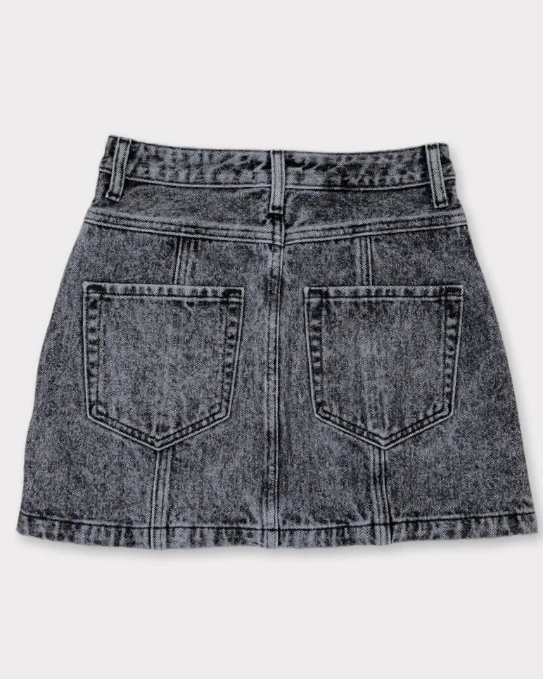 Abercrombie &amp; Fitch Grey Acid Wash Denim Mini Skirt (W24)