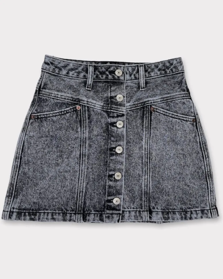 Abercrombie &amp; Fitch Grey Acid Wash Denim Mini Skirt (W24)