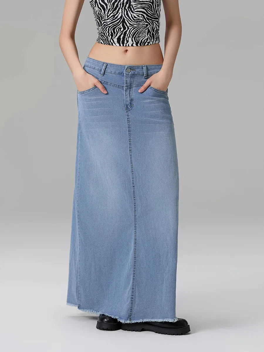 Adèle Mid Waist Denim Skirt
