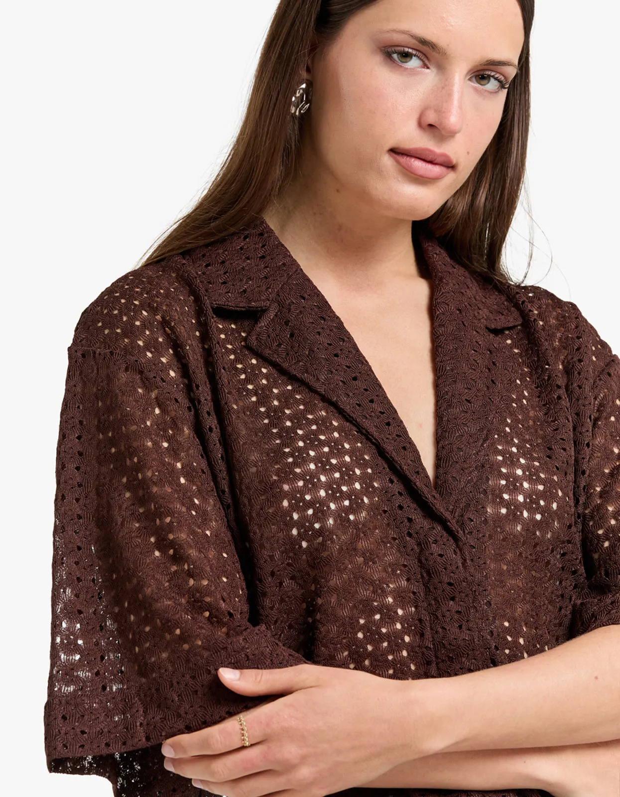 Agna Lace Shirt - Mocha