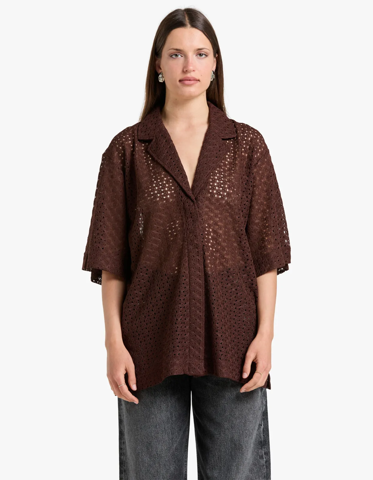 Agna Lace Shirt - Mocha