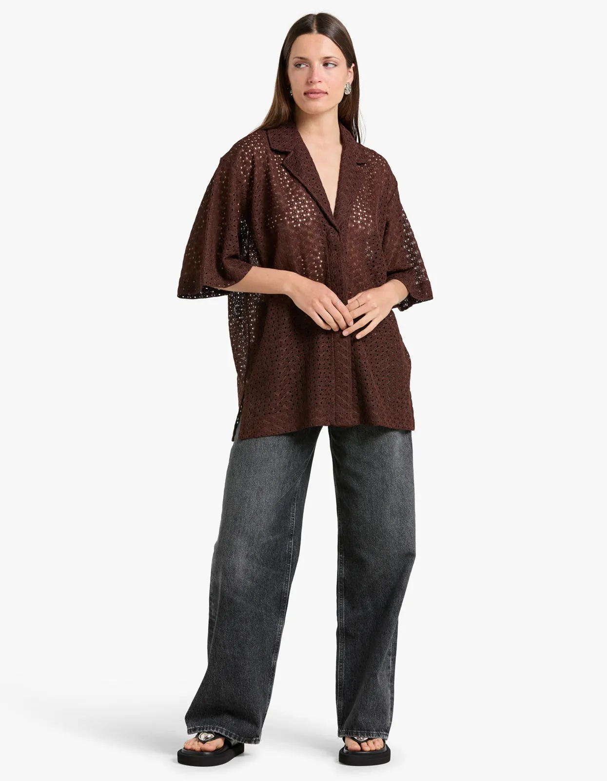 Agna Lace Shirt - Mocha