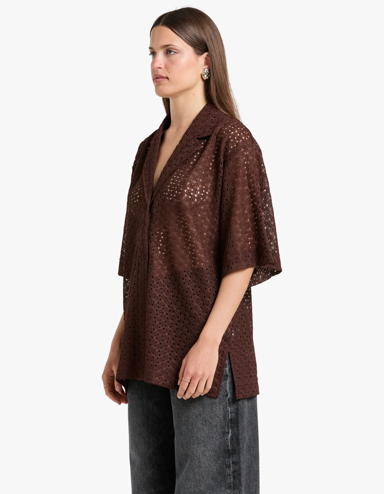 Agna Lace Shirt - Mocha