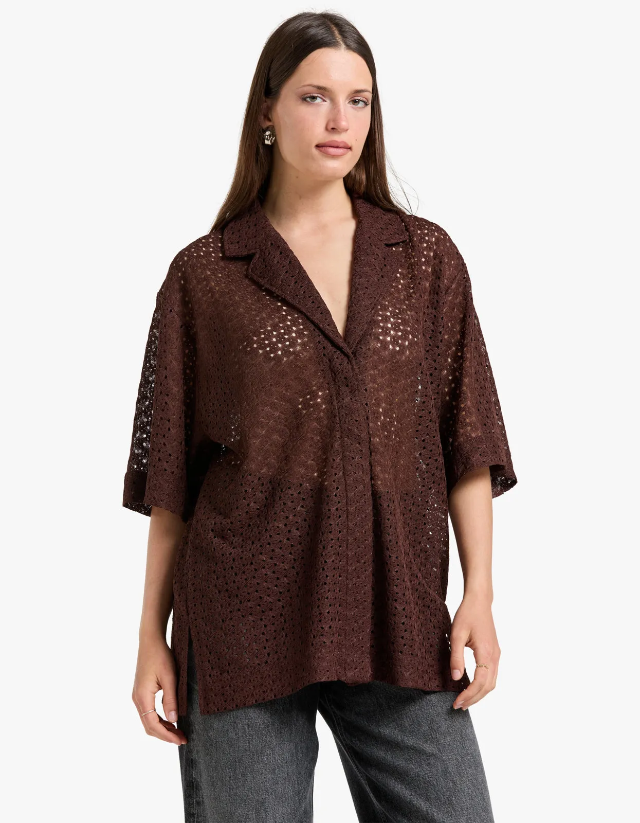 Agna Lace Shirt - Mocha