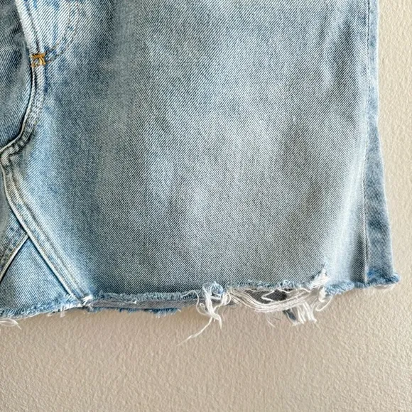 Agolde Criss Cross Buttonfly Distressed Denim Skirt Size 27