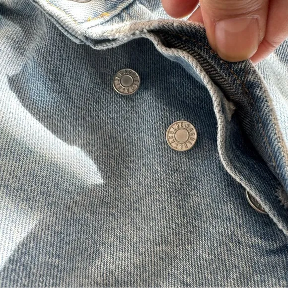 Agolde Criss Cross Buttonfly Distressed Denim Skirt Size 27