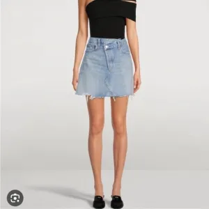 Agolde Criss Cross Buttonfly Distressed Denim Skirt Size 27