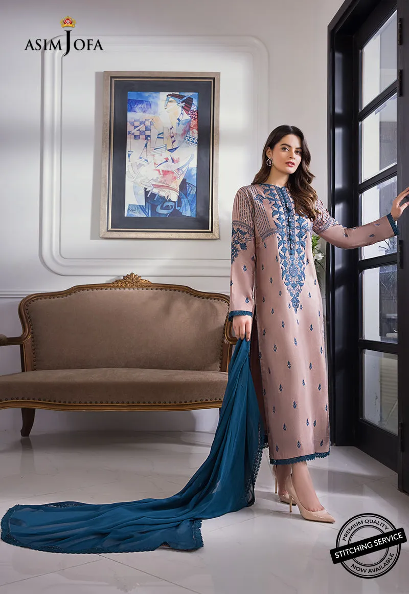 AJIM-16 Asim Jofa The Iqra & Minal Edit Winter Collection 2022 | Unstitched Embroidered Cotton Suits