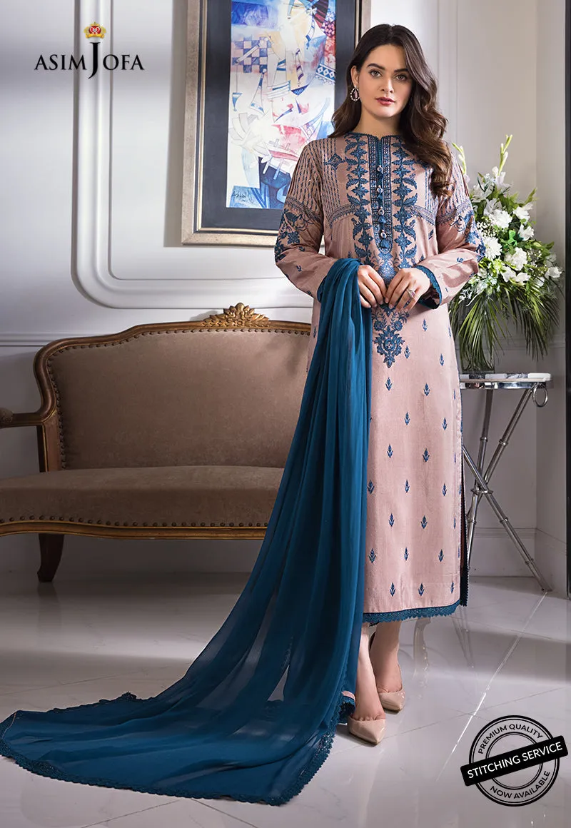 AJIM-16 Asim Jofa The Iqra & Minal Edit Winter Collection 2022 | Unstitched Embroidered Cotton Suits