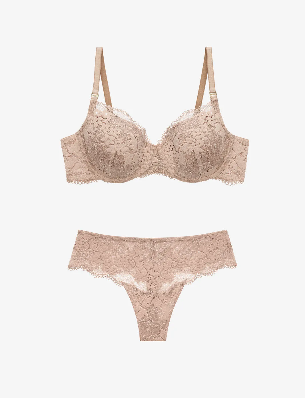 All Day Lace T-Shirt Bra   Thong Set