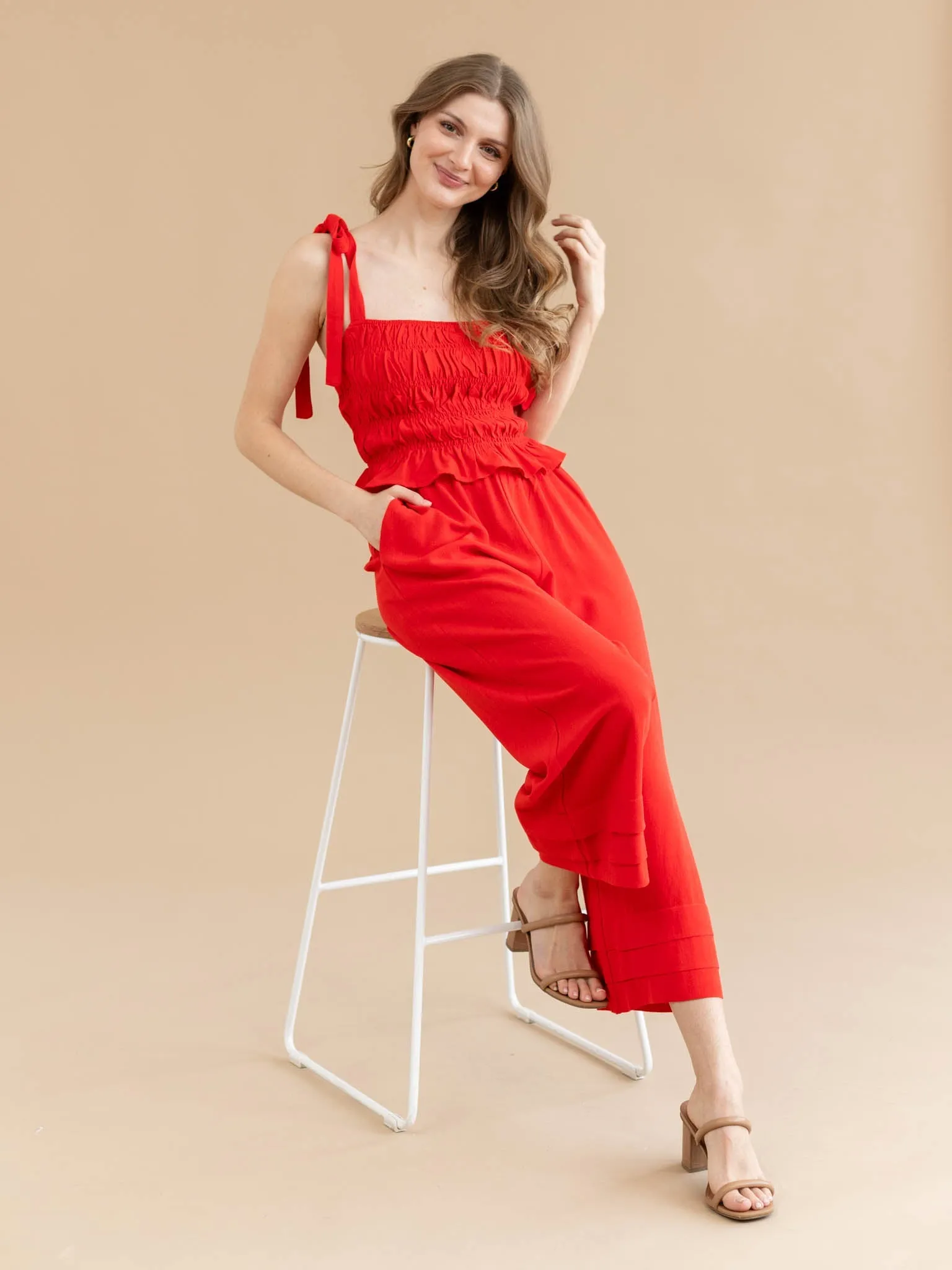 Allie Rose Soft Linen Smocked Tank