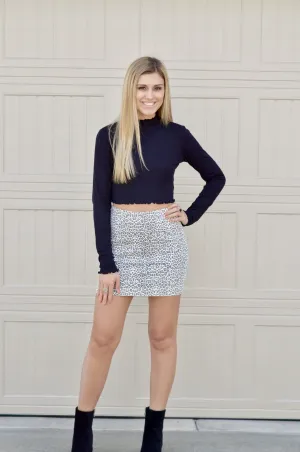 Alyssa Leopard Denim Skirt