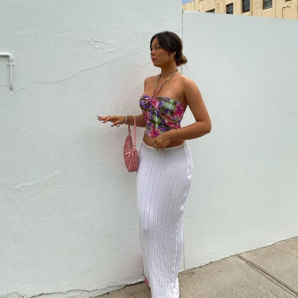 Amara Long Knit Cotton Skirt