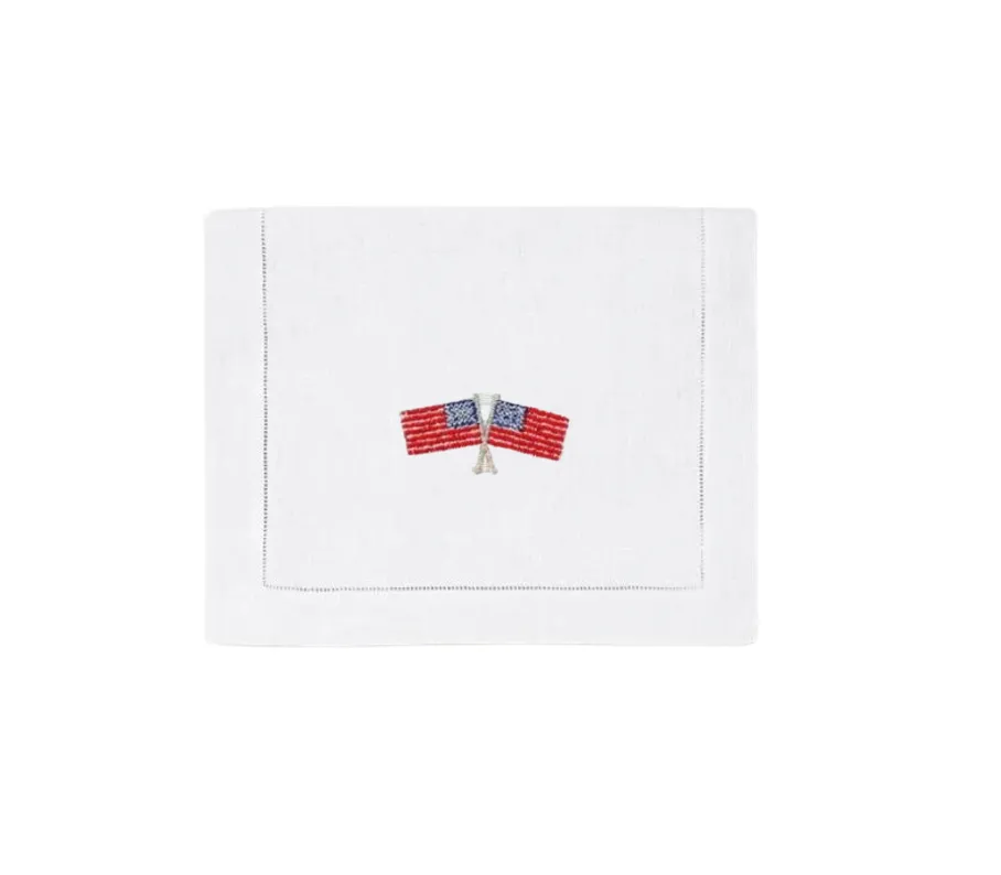 American Flag Cocktail Napkins, Set of Four