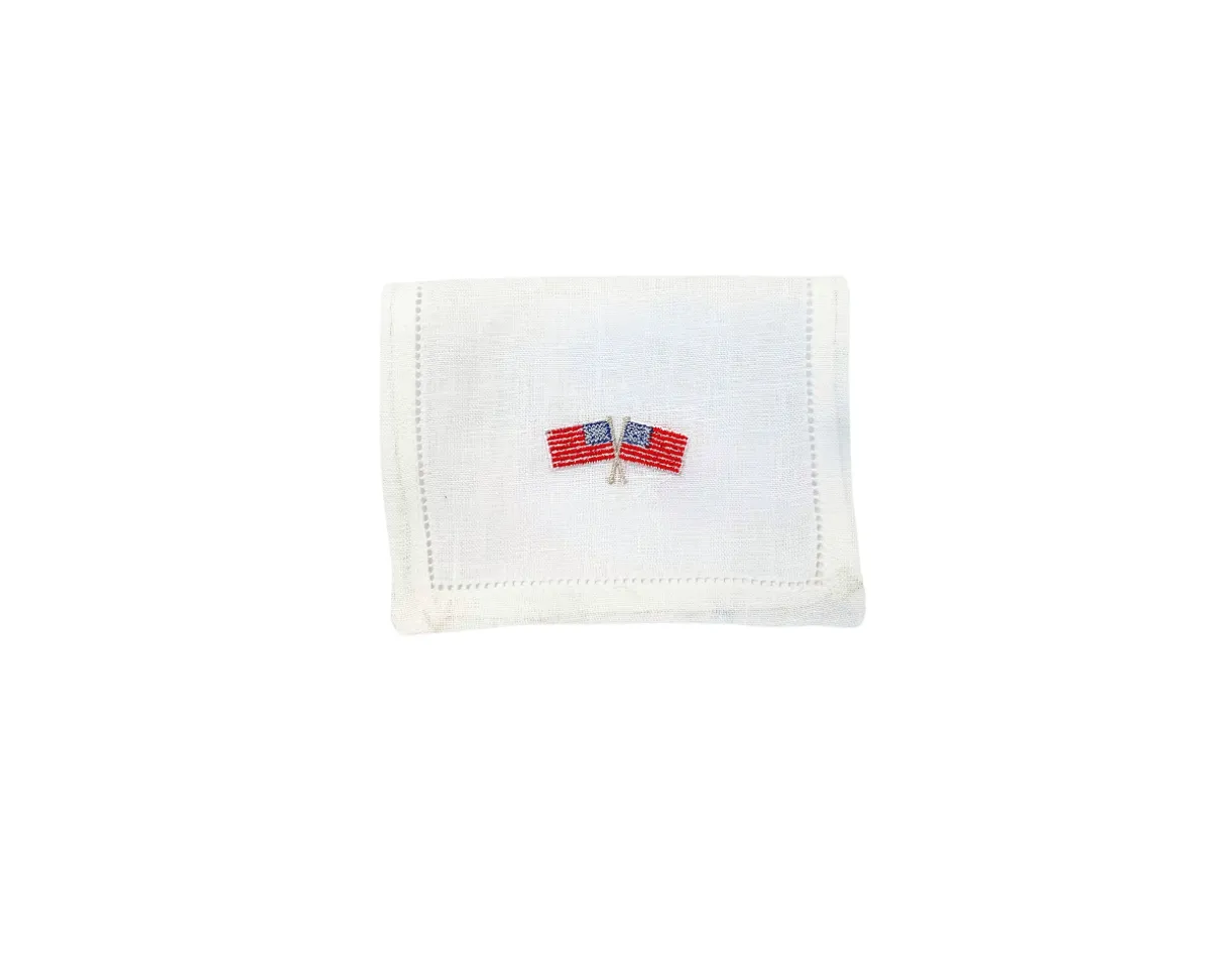 American Flag Cocktail Napkins, Set of Four