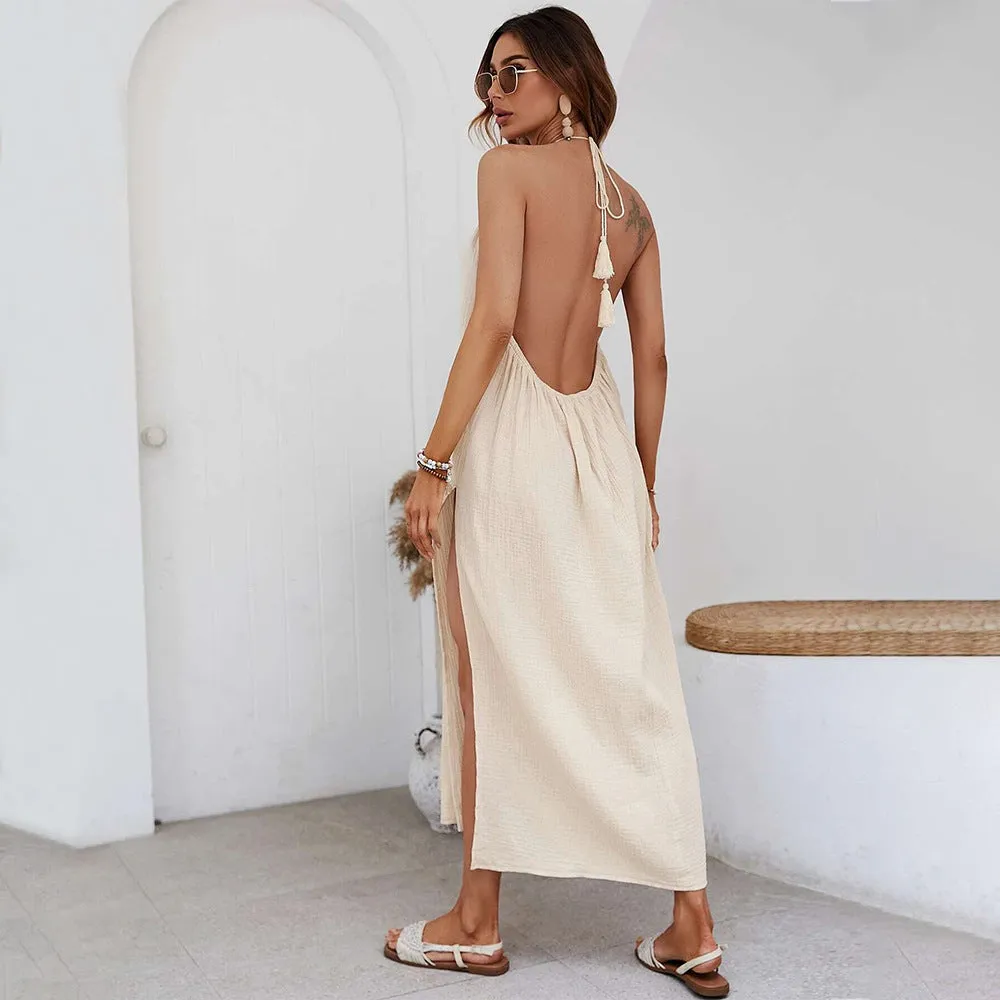 Angel Tie Back Halter Dress