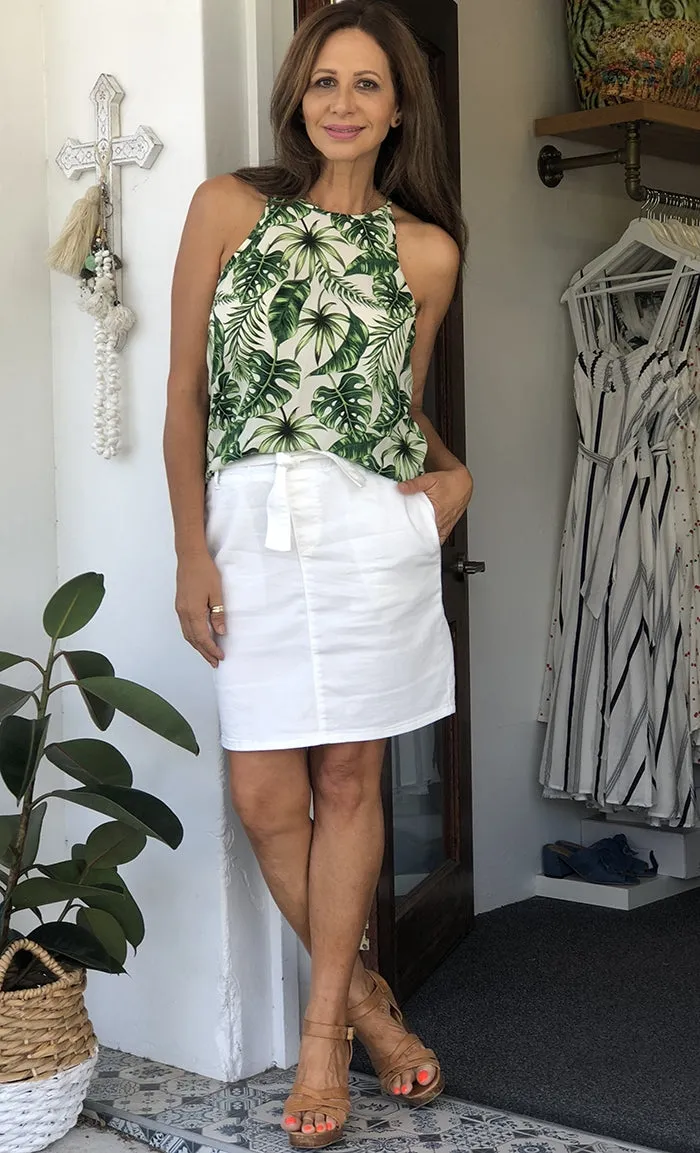 Archer Stretch Denim Skirt - White