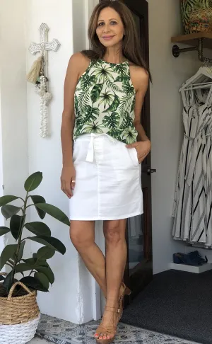 Archer Stretch Denim Skirt - White