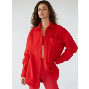 ARITZIA TNA Micro Fleece Polar Button Up Sweater Jacket Shacket