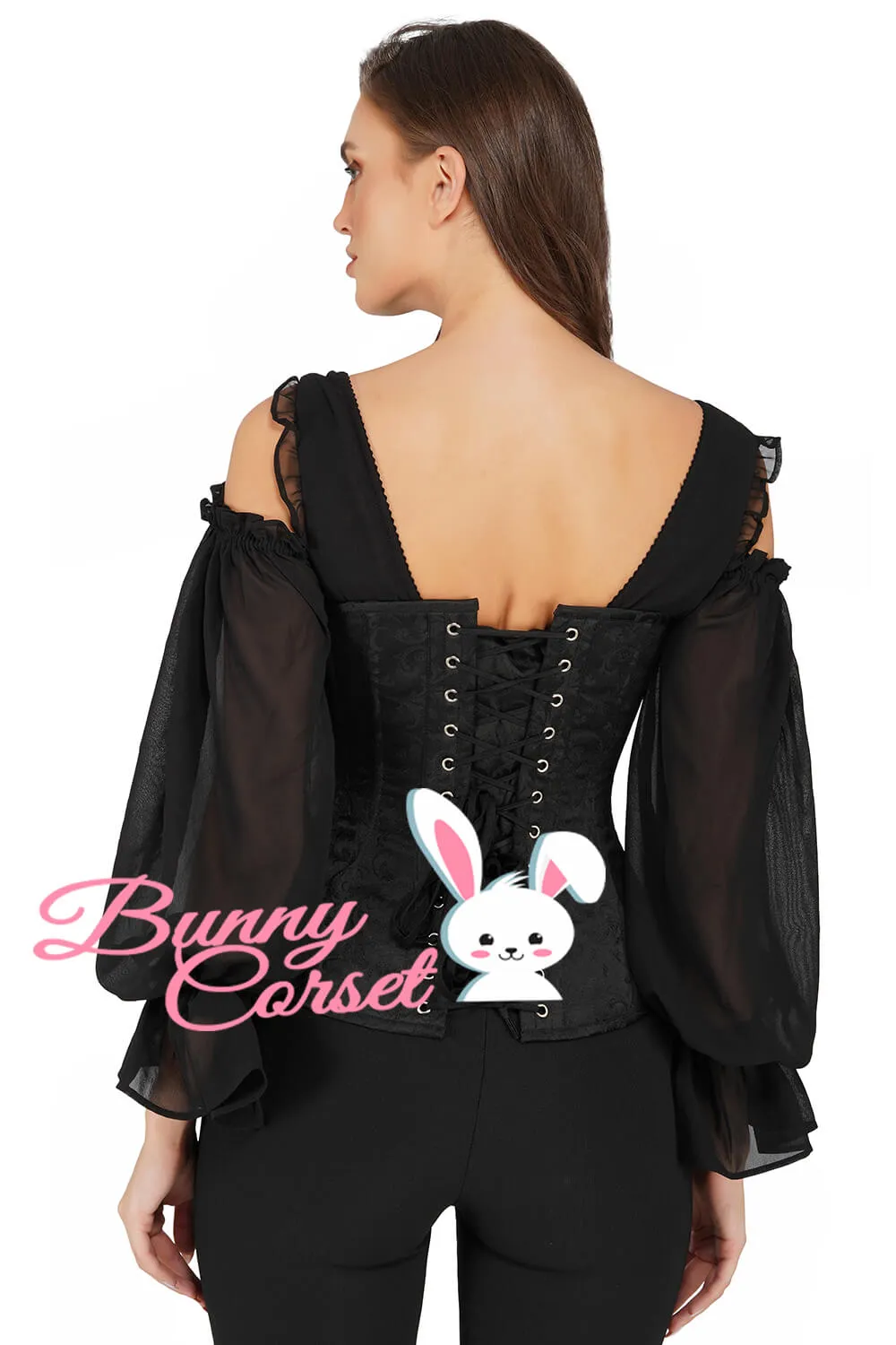Aubrey Black Corset With Sleeves