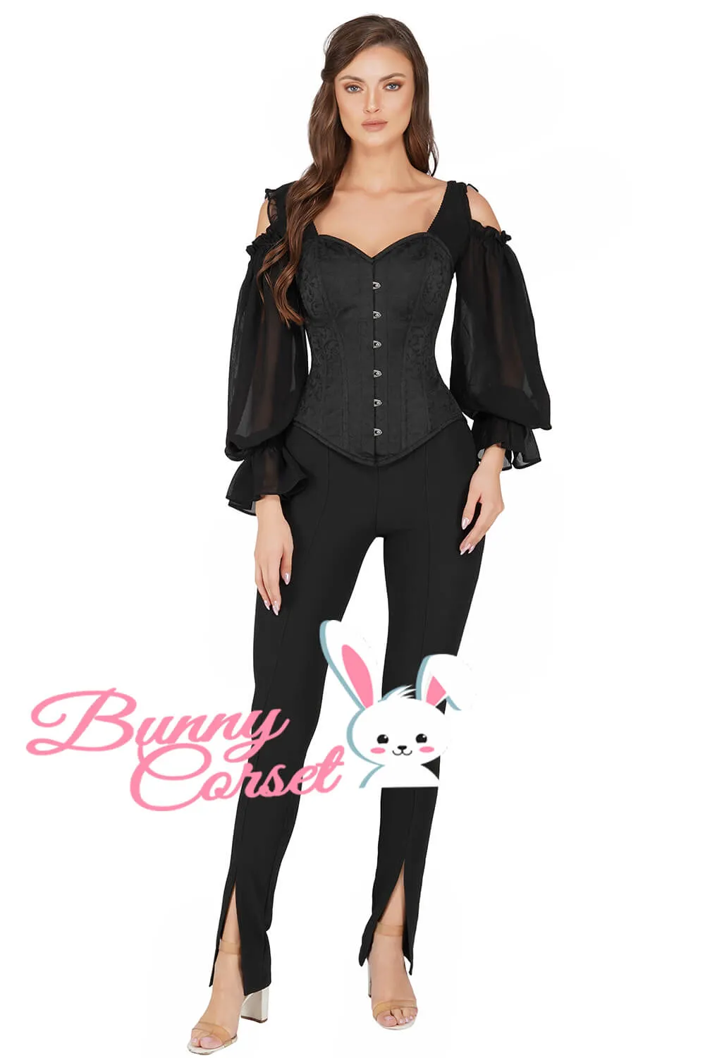 Aubrey Black Corset With Sleeves