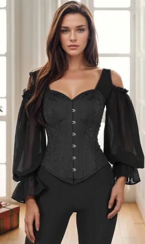 Aubrey Black Corset With Sleeves