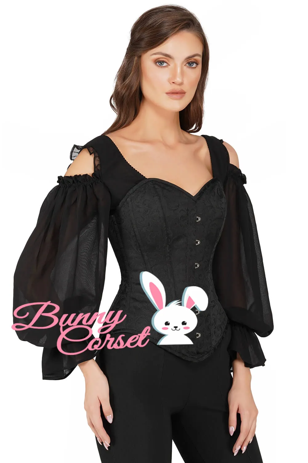 Aubrey Black Corset With Sleeves