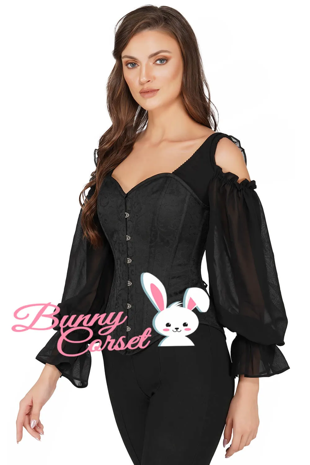 Aubrey Black Corset With Sleeves