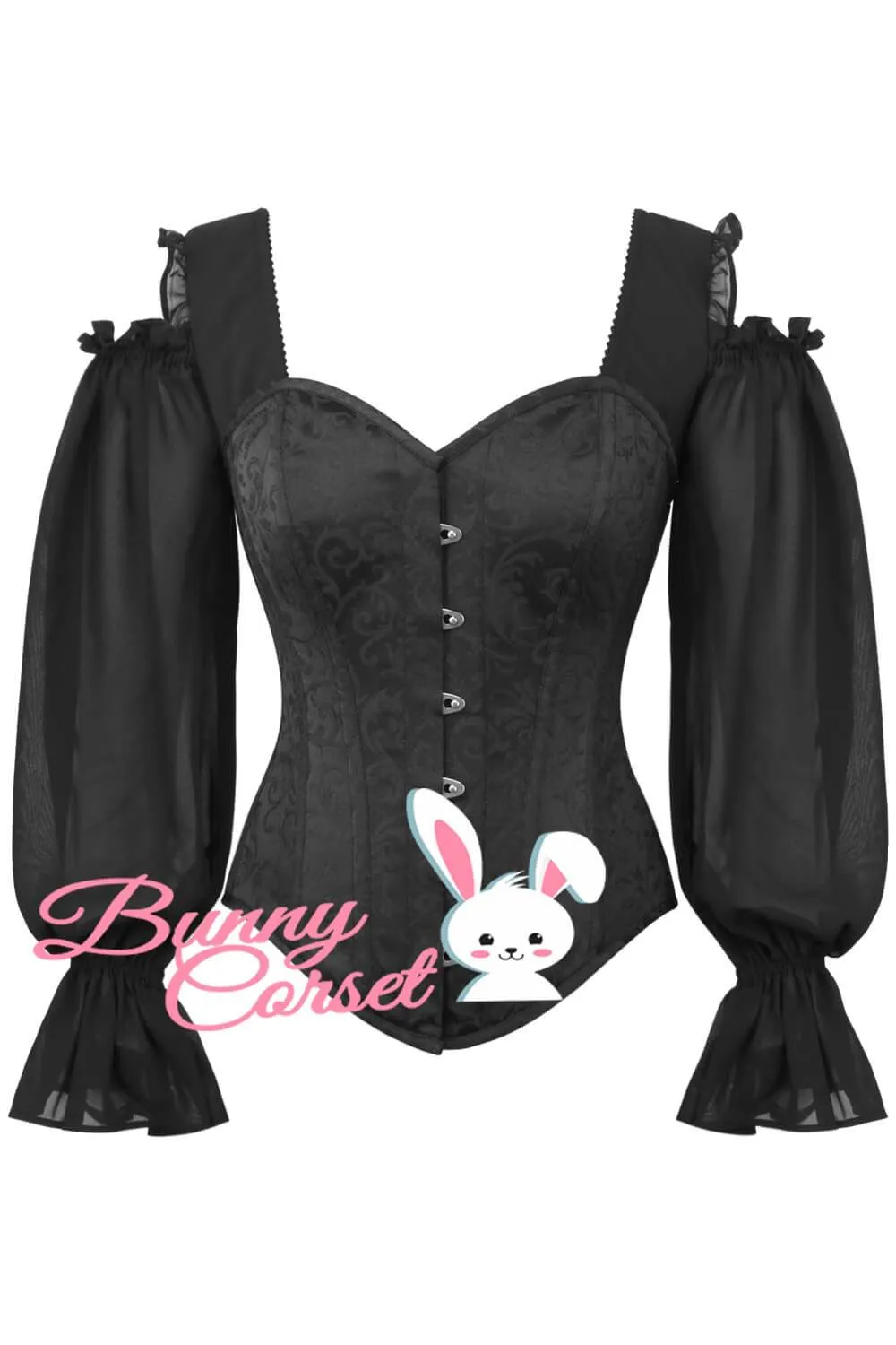 Aubrey Black Corset With Sleeves