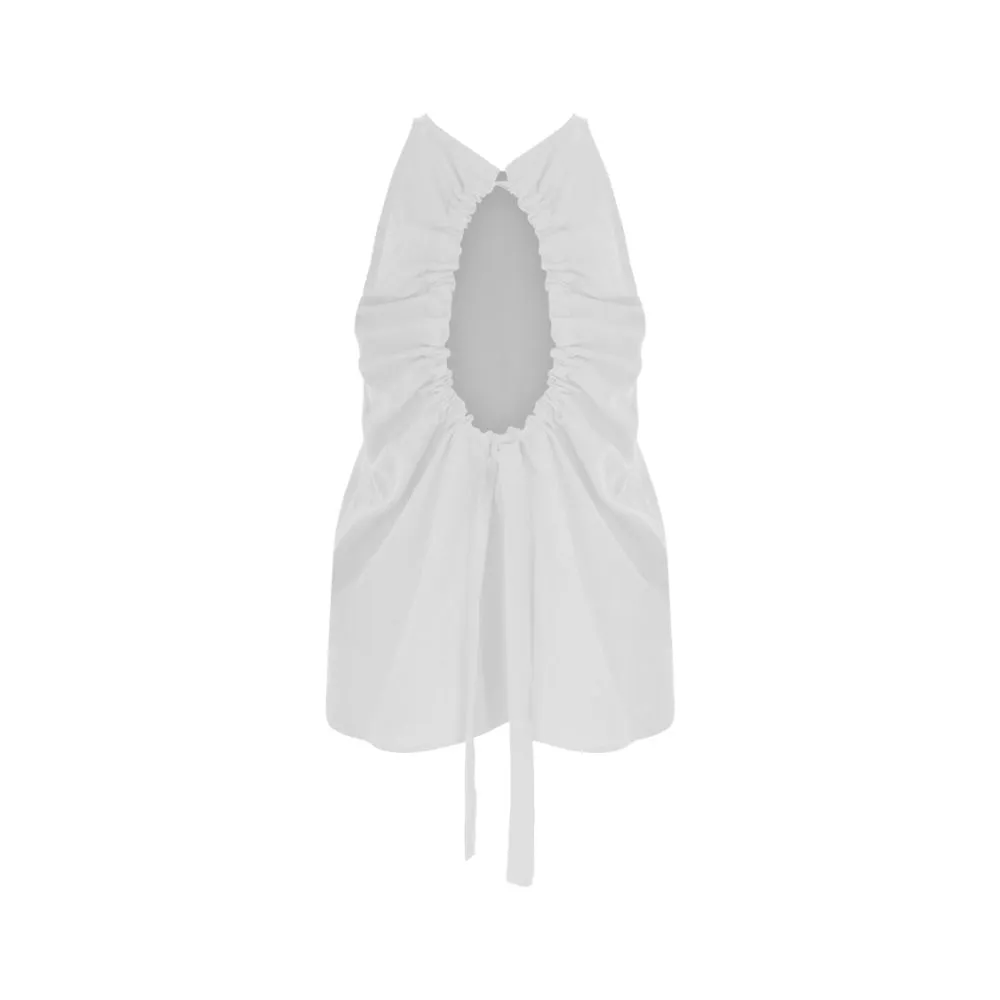 Back Low-Cut Linen Blouse