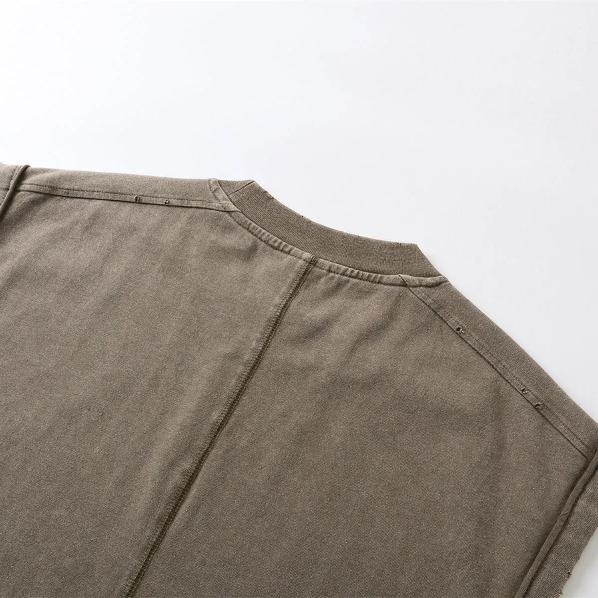 Back Seam Distressed Sleeveless T Shirt 275gsm