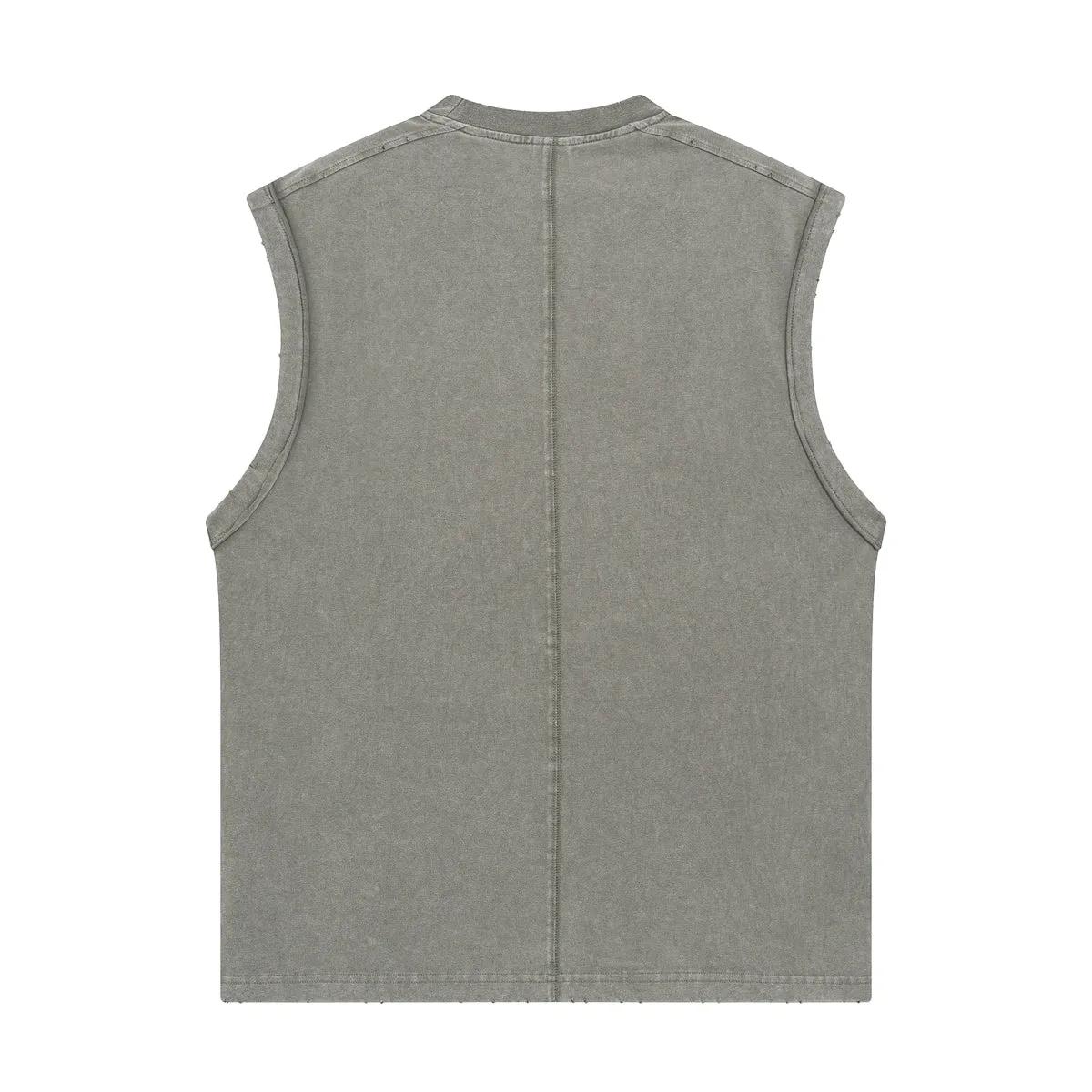 Back Seam Distressed Sleeveless T Shirt 275gsm
