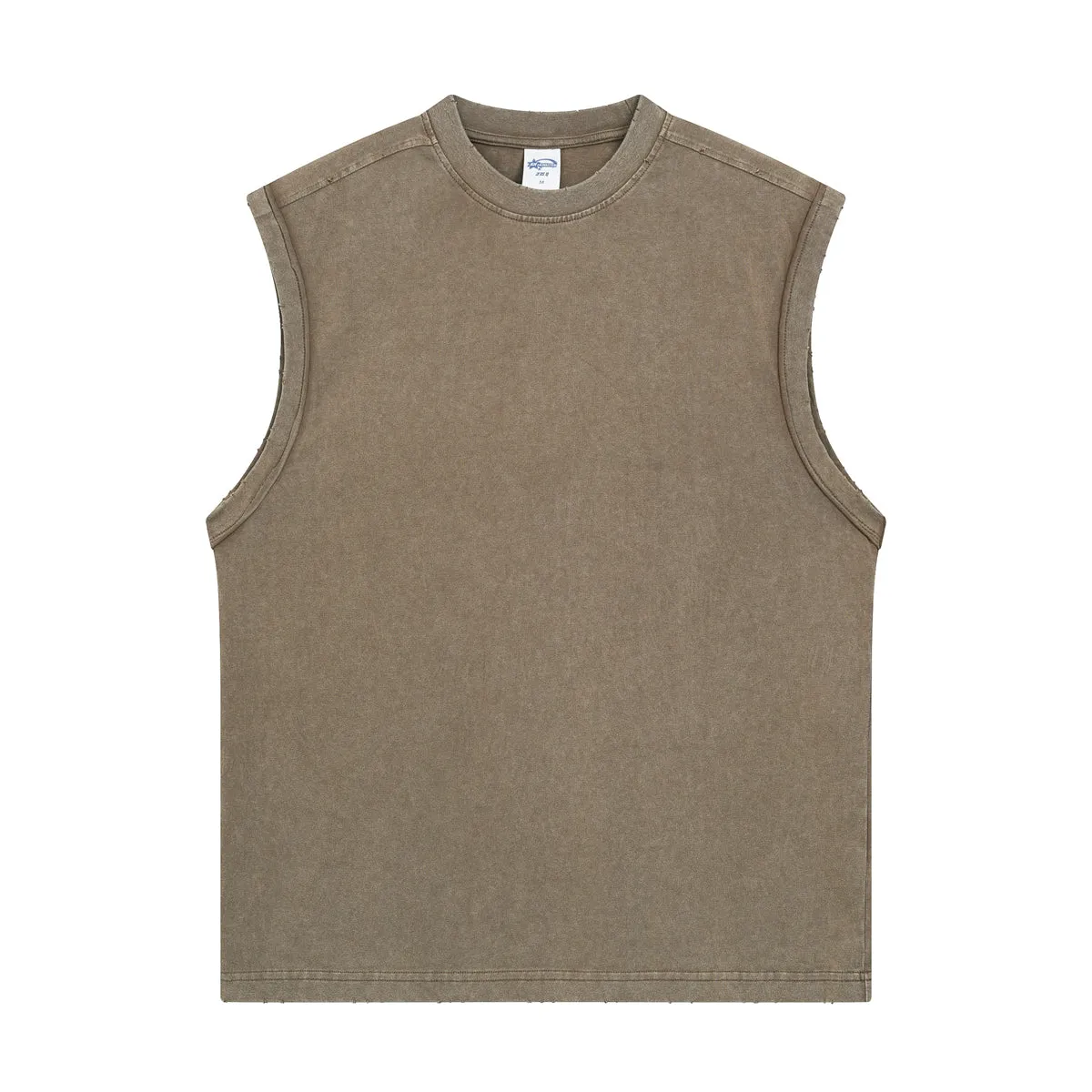 Back Seam Distressed Sleeveless T Shirt 275gsm
