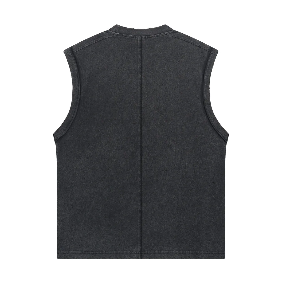 Back Seam Distressed Sleeveless T Shirt 275gsm