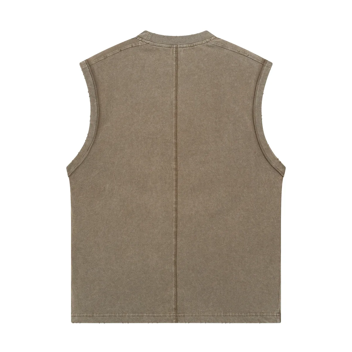 Back Seam Distressed Sleeveless T Shirt 275gsm