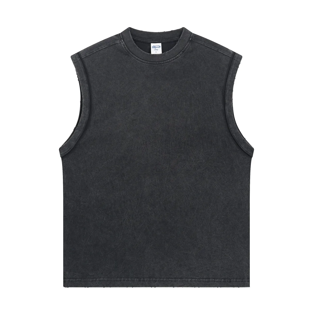 Back Seam Distressed Sleeveless T Shirt 275gsm