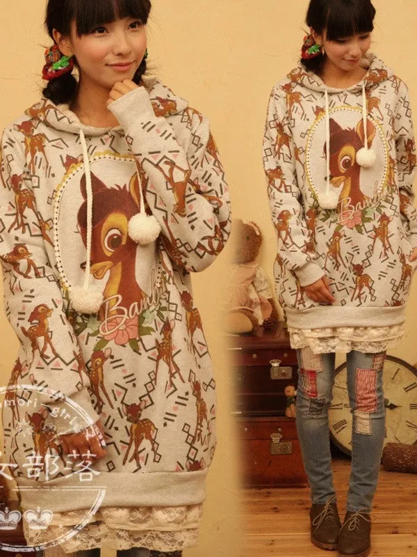 Bambi deer hoodie shirt