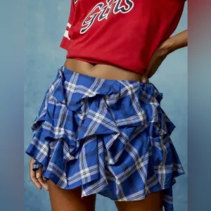 BDG Anna Printed Ruched Mini Skirt