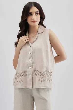 Beige Cutwork Top