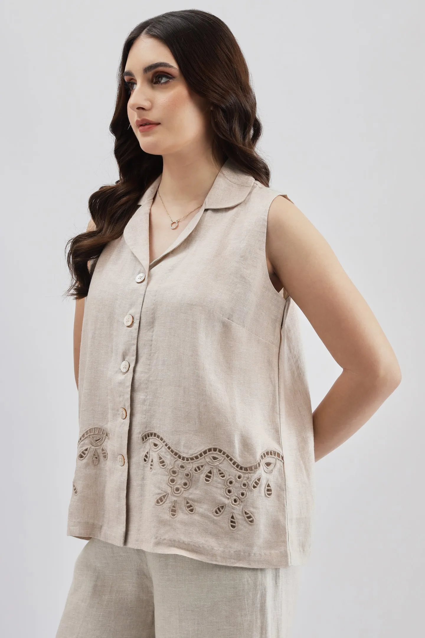 Beige Cutwork Top