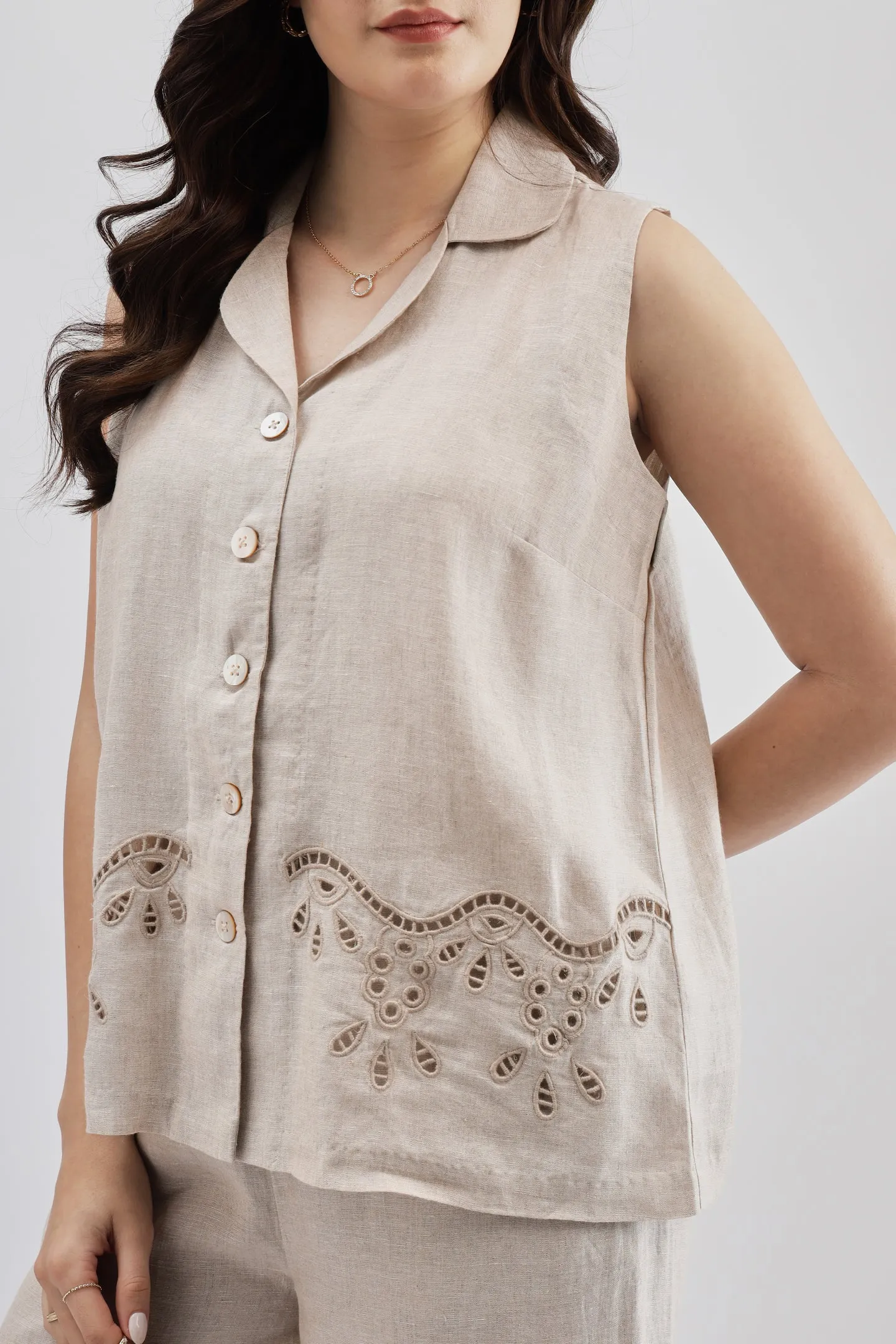Beige Cutwork Top