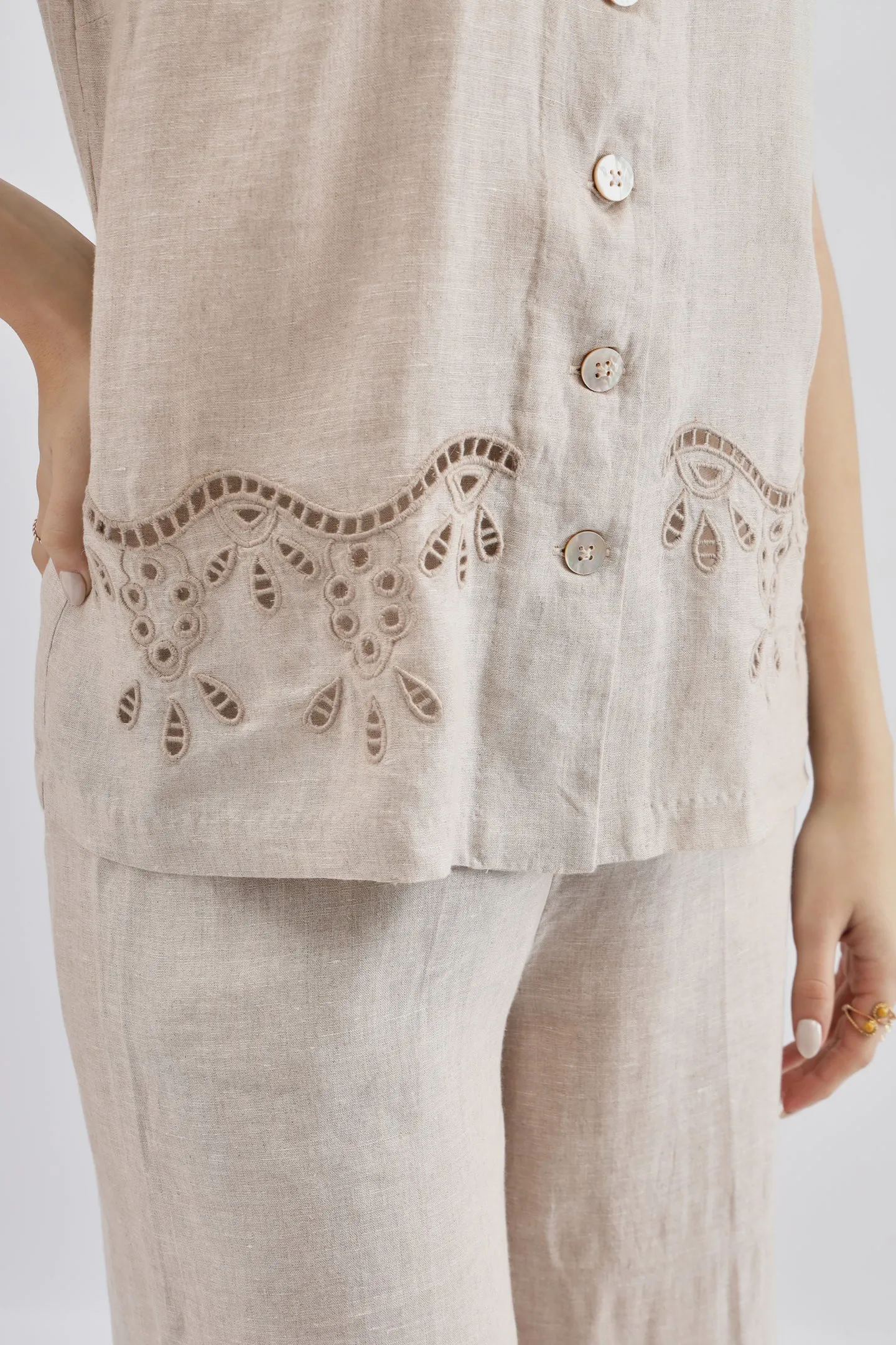 Beige Cutwork Top