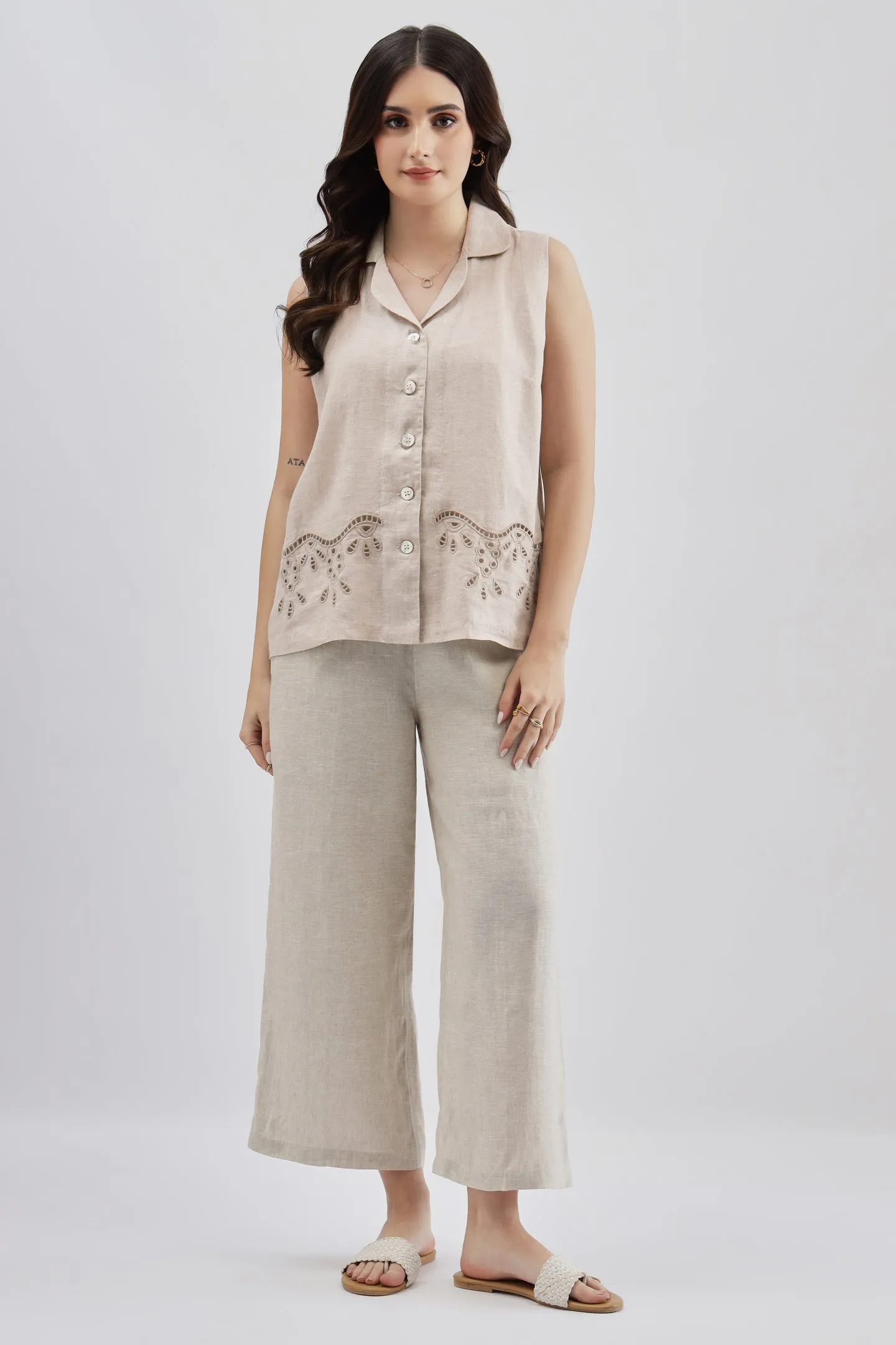 Beige Cutwork Top
