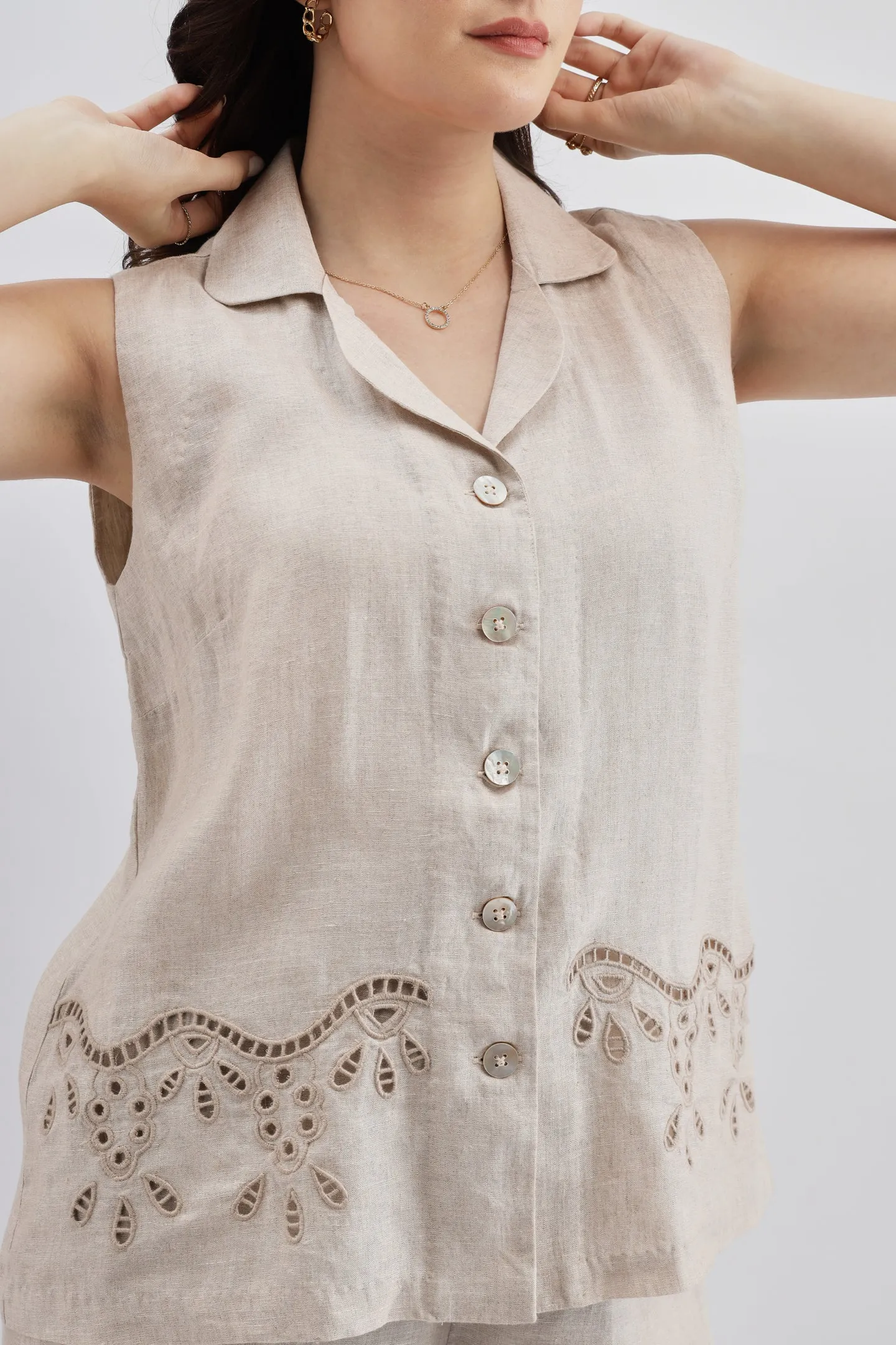 Beige Cutwork Top