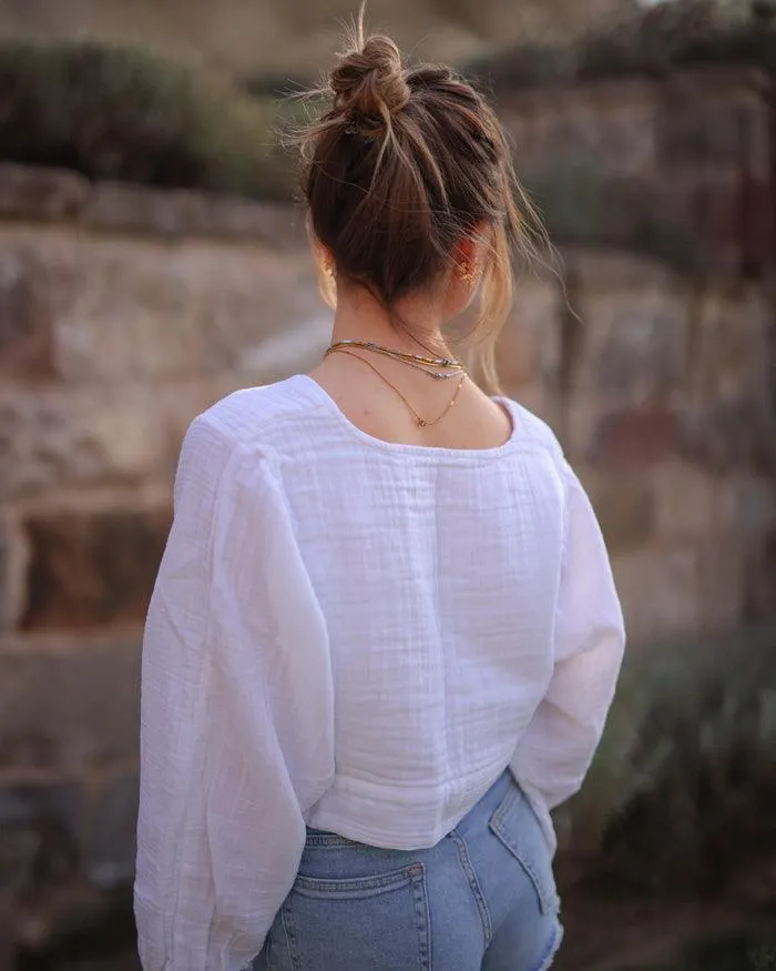 Beige Front Tie Top