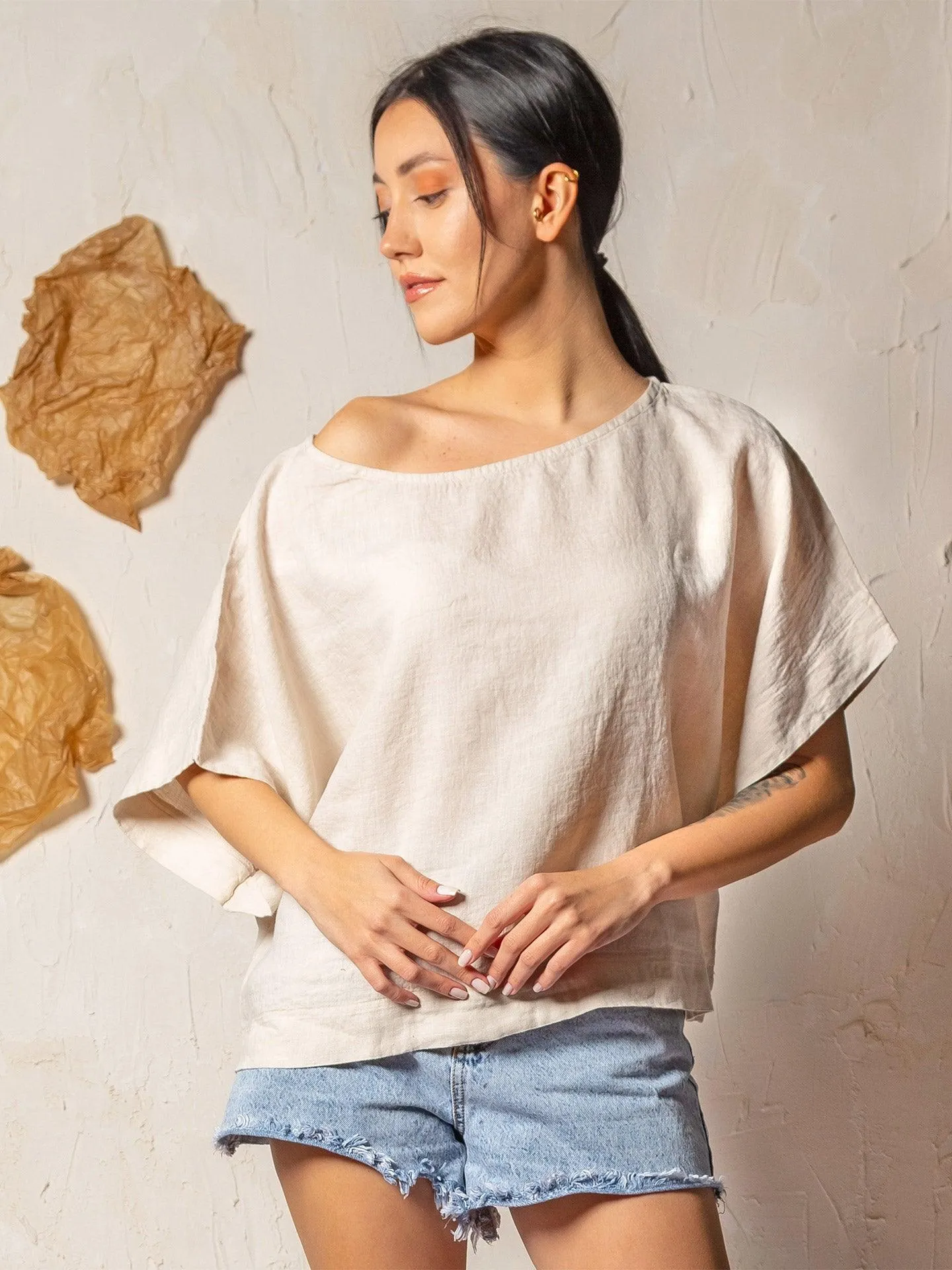 Beige Linen Top
