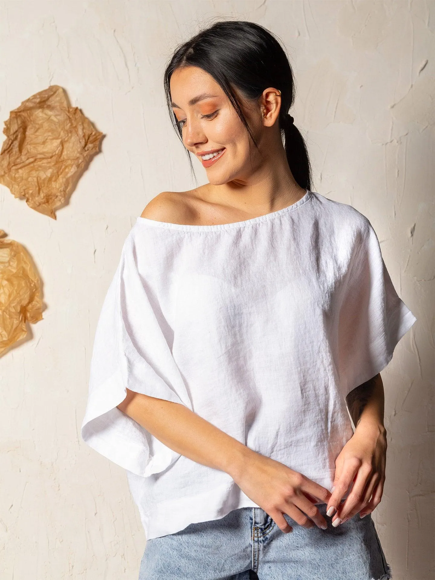 Beige Linen Top