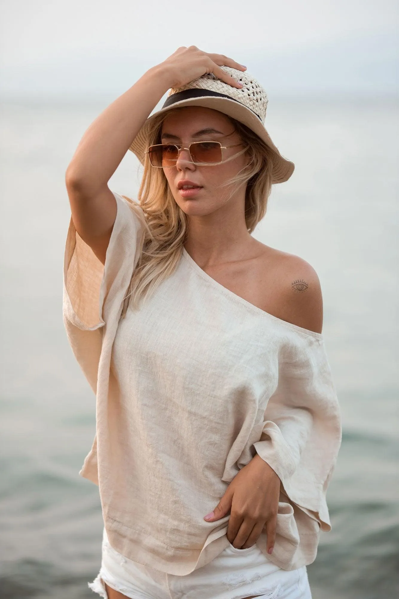 Beige Linen Top
