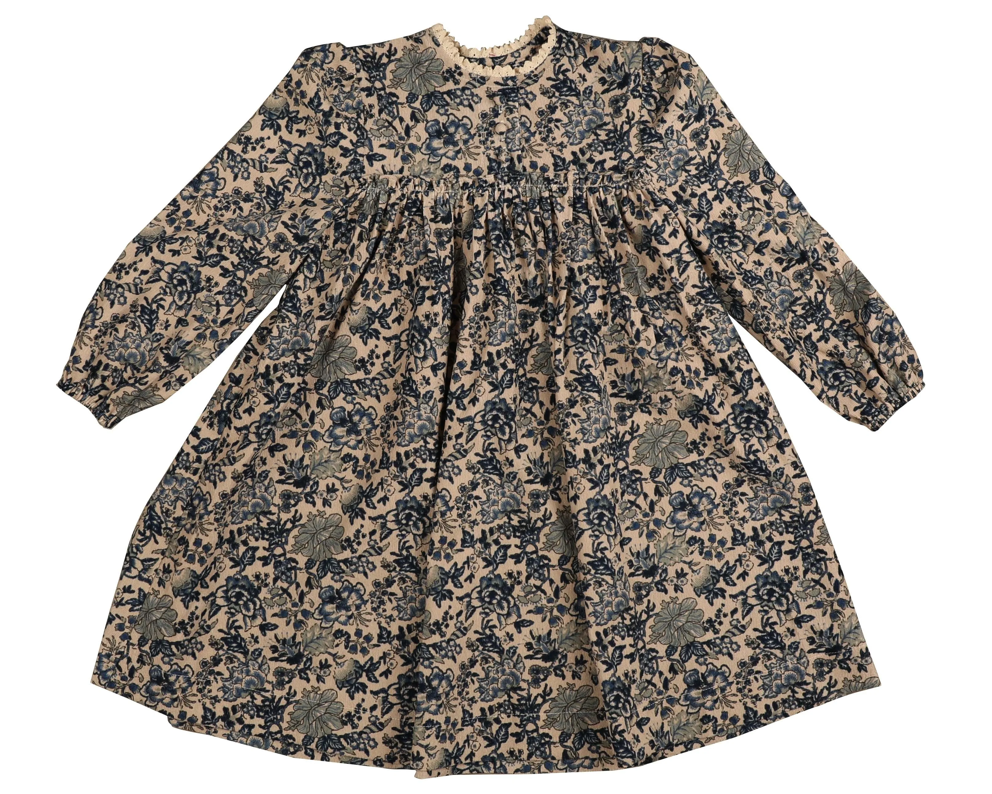 Belati Blue Floral Corduroy Dress & Wrap Sweater