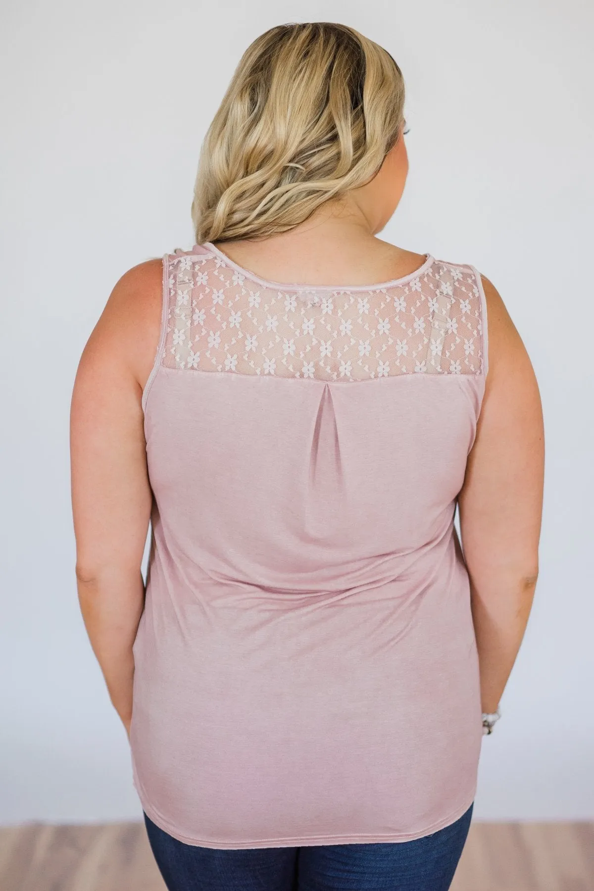 Best of my Days Lace & Zipper Tank Top- Vintage Blush